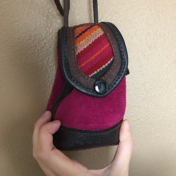 Mini Pink Suede Crossbody Bag - Picture 2 of 5